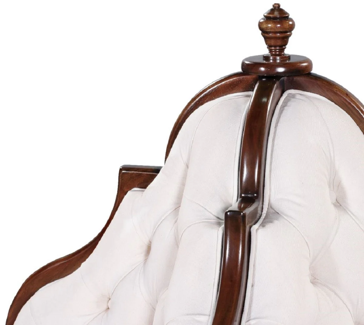 Luxury Baroque Round Sofa White / Dark Brown - Handcrafted Round Sofa - Baroque Hotel & Restaurant Furniture