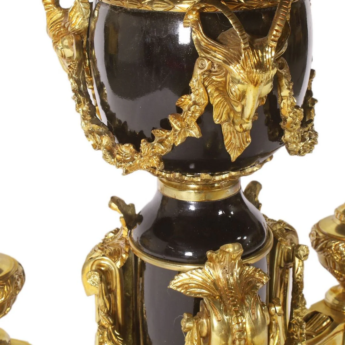 Baroque dining table dark brown / multicolored / gold - magnificent solid wood dining room table in baroque style - baroque dining room furniture - noble and magnificent