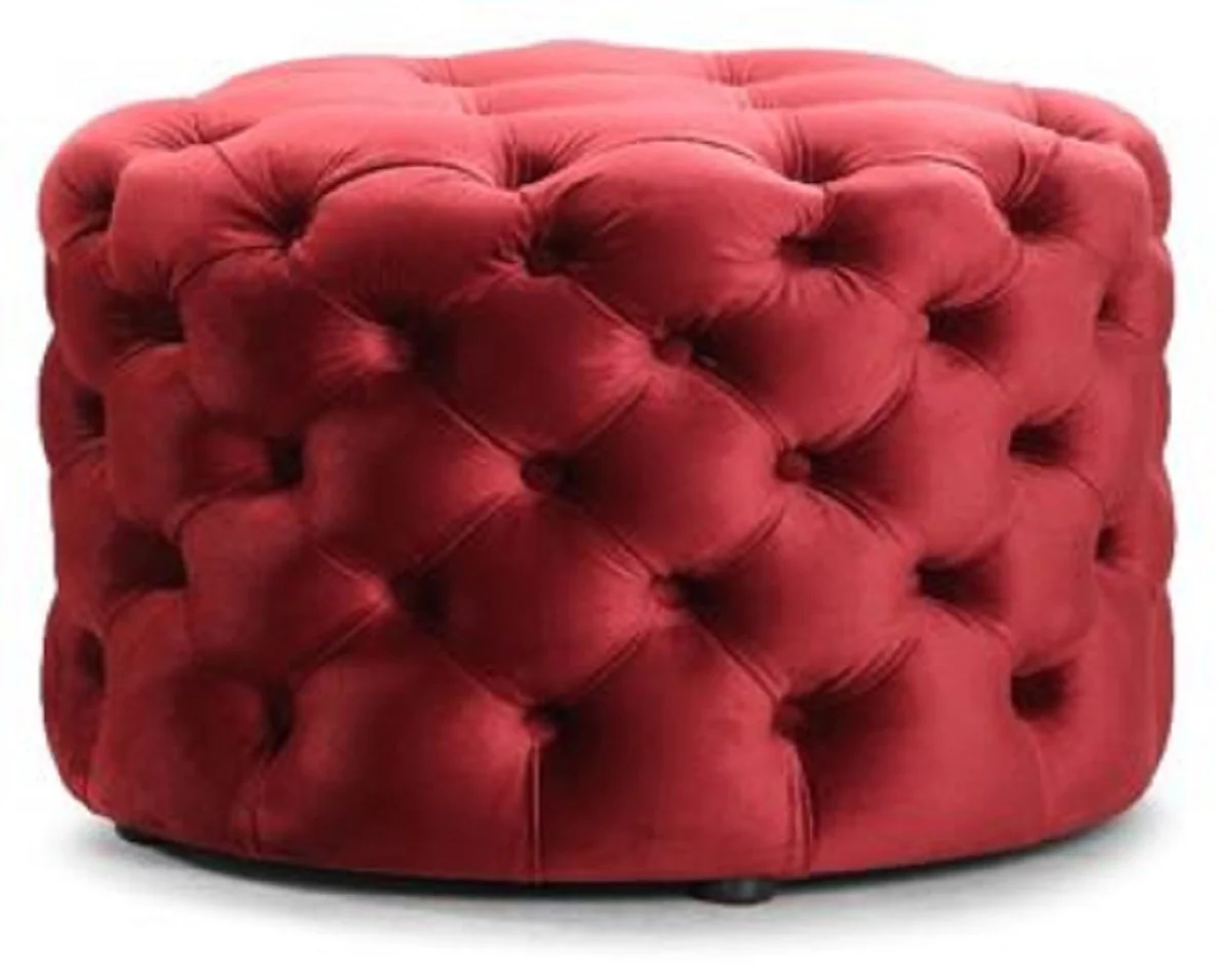 Luxury Chesterfield footstool red Ø 80 x H. 48 cm - Round stool - Chesterfield stool - Chesterfield living room furniture
