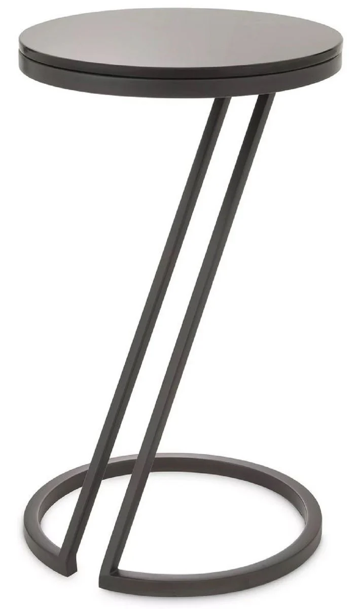 Luxury side table gunmetal / gray Ø 36 x H. 60 cm - stainless steel table with glass top - living room furniture - luxury furniture - luxury furnishings - luxury interior