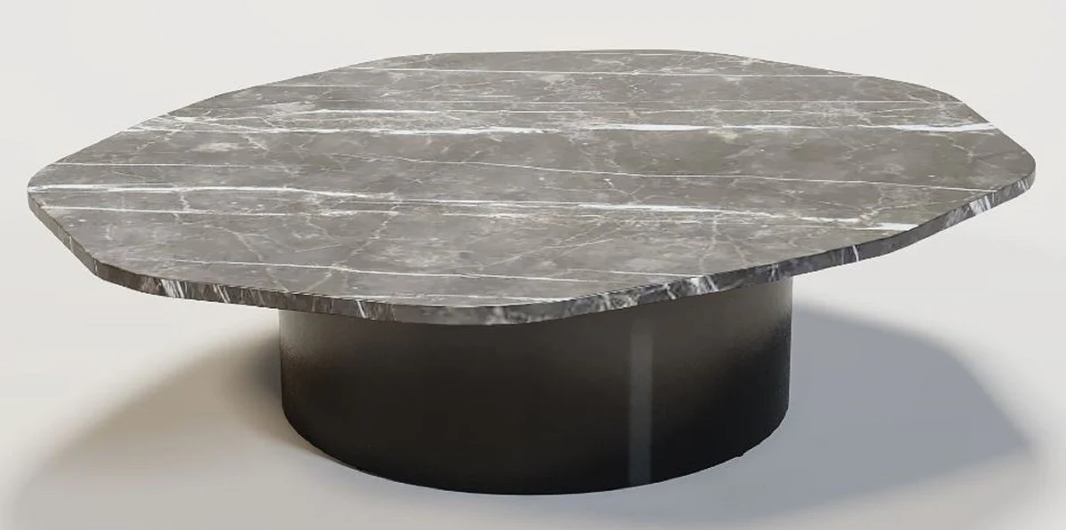 Luxury coffee table gray / black 120 x 100 x H. 30 cm - Modern living room table with marble top - Living room furniture - Luxury quality