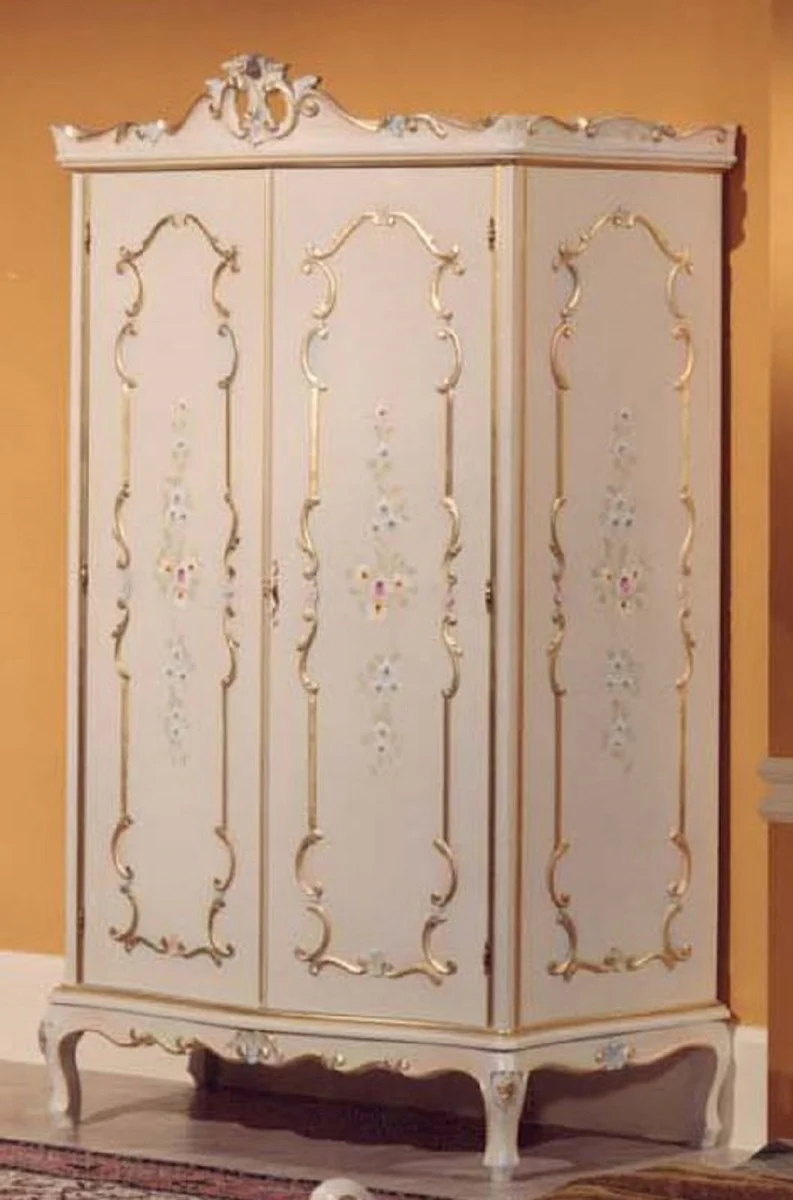 Luxury Baroque Bedroom Wardrobe Ivory / Multicolored / Gold - Magnificent Baroque Wardrobe - Luxury Bedroom Furniture in Baroque Style - Luxury Quality - Made in Italy