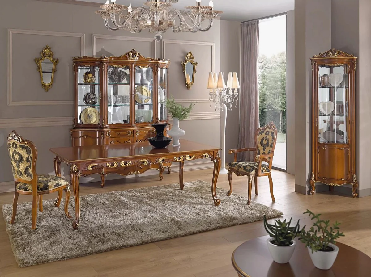 Luxury Baroque display cabinet brown / gold - Handcrafted display cabinet with 8 doors and 2 drawers - Magnificent Baroque furniture - Luxury quality - Made in Italy