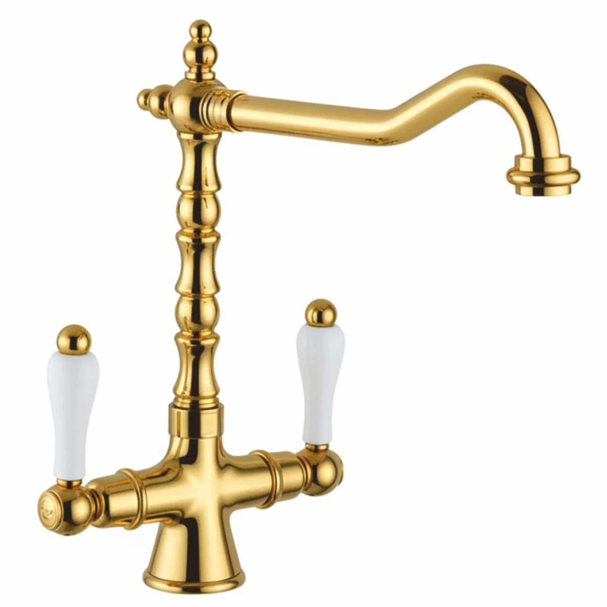 Art Nouveau Retro Basin Mixer Gold / White H. 30.5 cm - Made in Italy