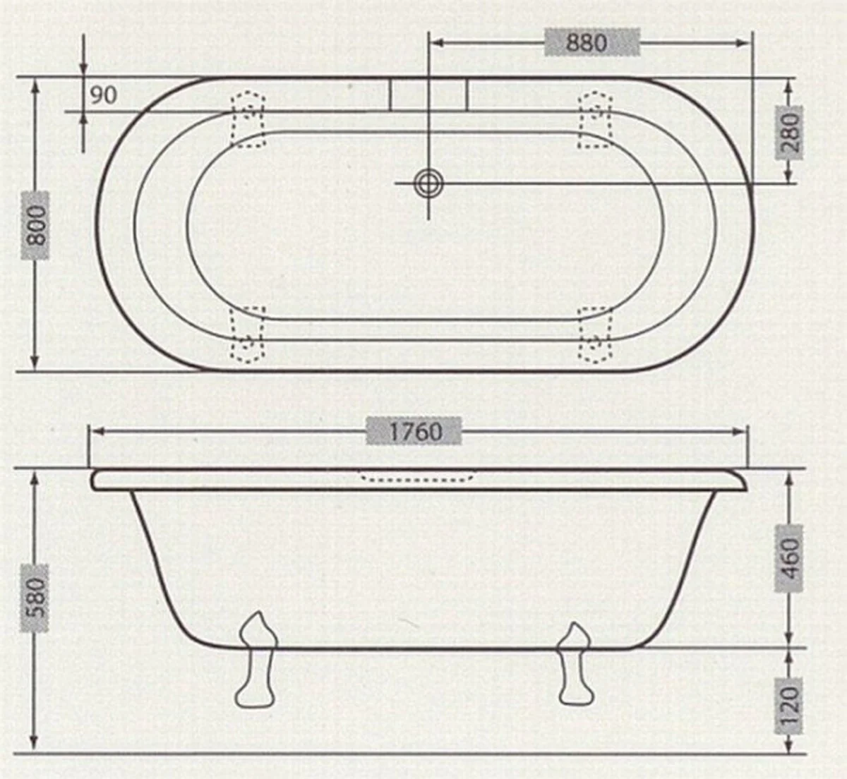Freestanding luxury bathtub Art Nouveau Milano white/silver - Baroque bathroom