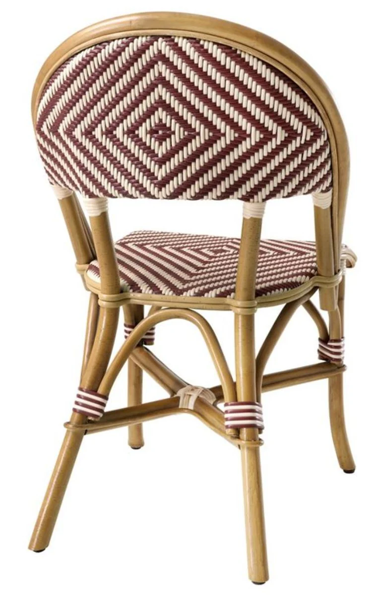 Luxury rattan chair natural colors / burgundy / white 46 x 60 x H. 83 cm - winter garden furniture
