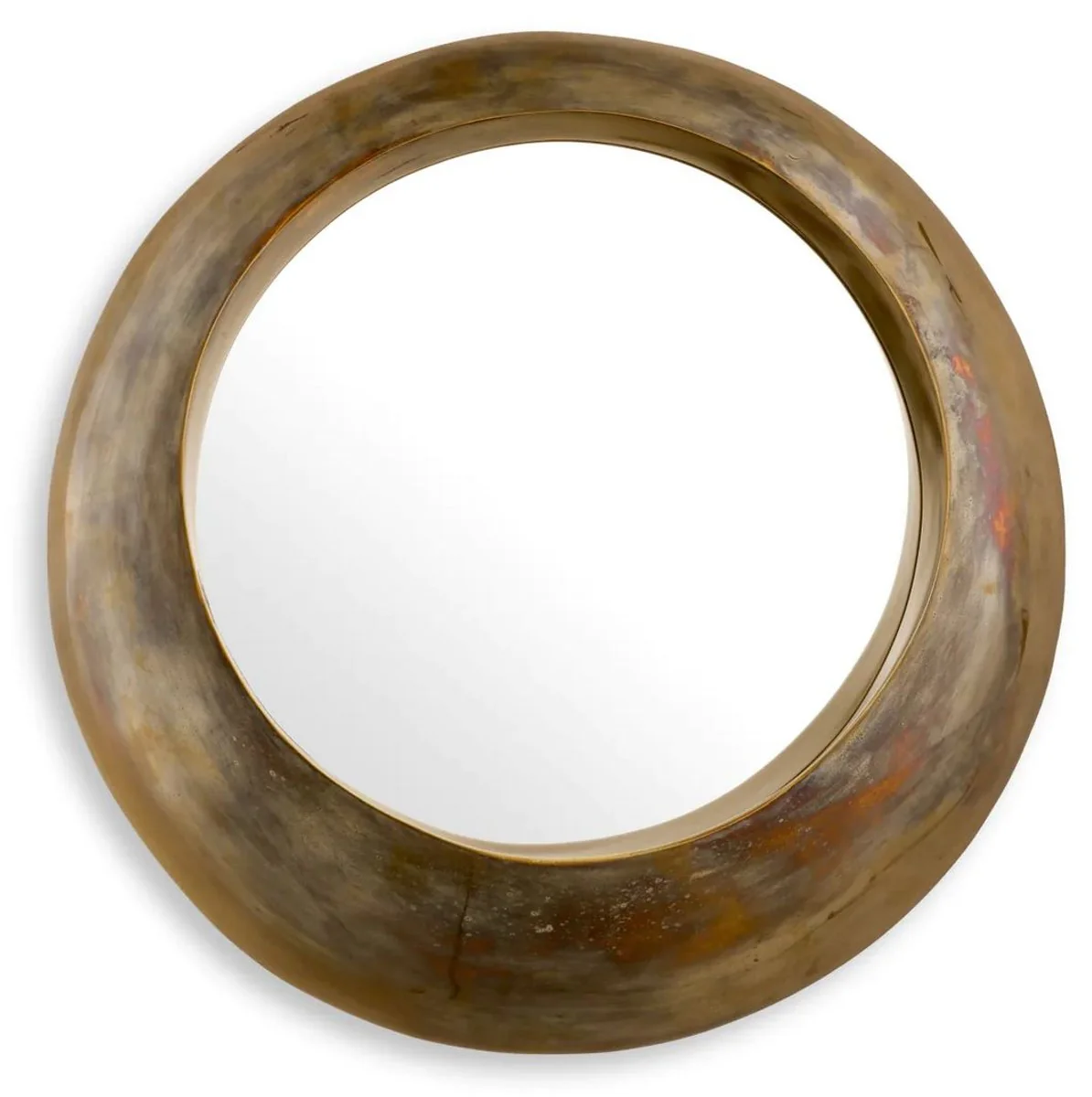 Luxury aluminum wall mirror vintage brass Ø 50 cm - round living room mirror - bedroom mirror - cloakroom mirror - luxury furniture - luxury furnishings