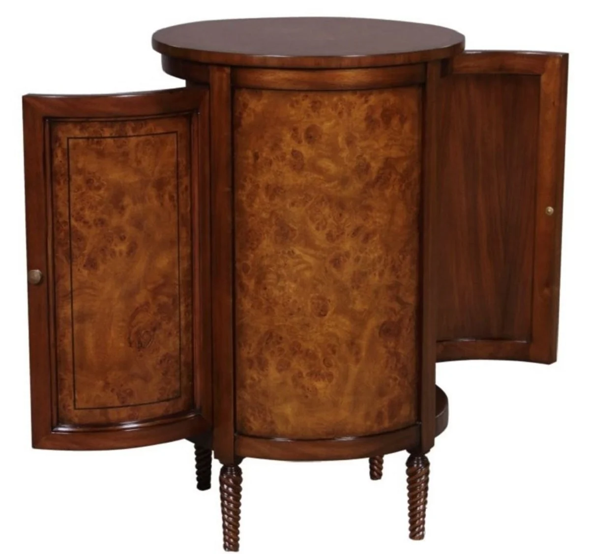 Luxury Art Nouveau chest of drawers light brown / brown Ø 57 x H. 82 cm - Small round cabinet with 2 doors