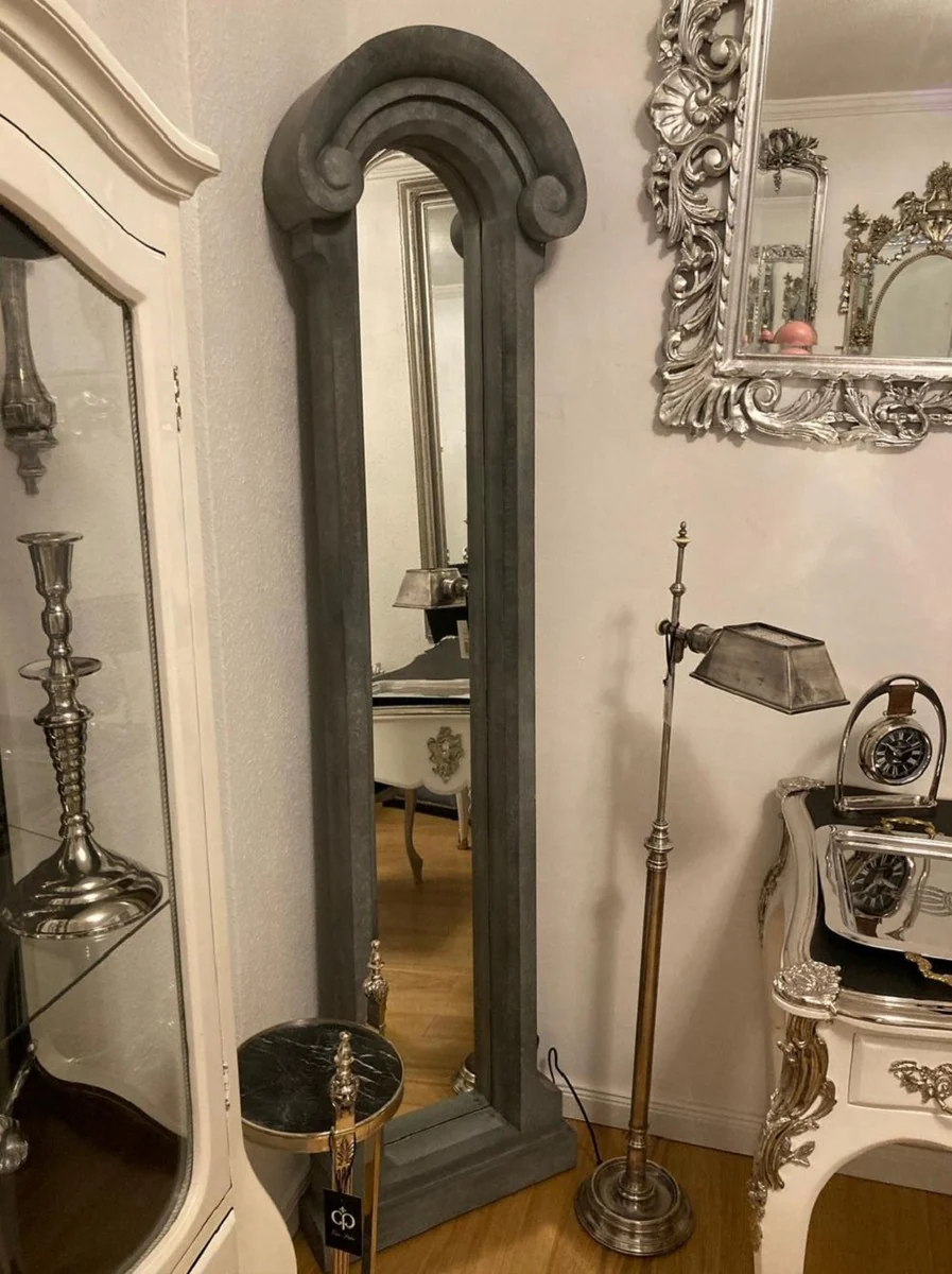 Landhausstil Spiegel Grau 50 x H. 201 cm - Schmaler rechteckiger Wandspiegel - Landhausstil Massivholz Wandspiegel - Landhausstil Möbel - Landhausstil Interior