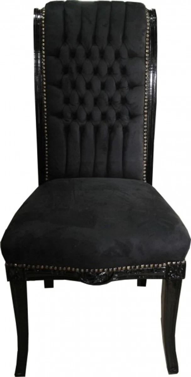Baroque high-back dining room chair black / black - high-back chair furniture
