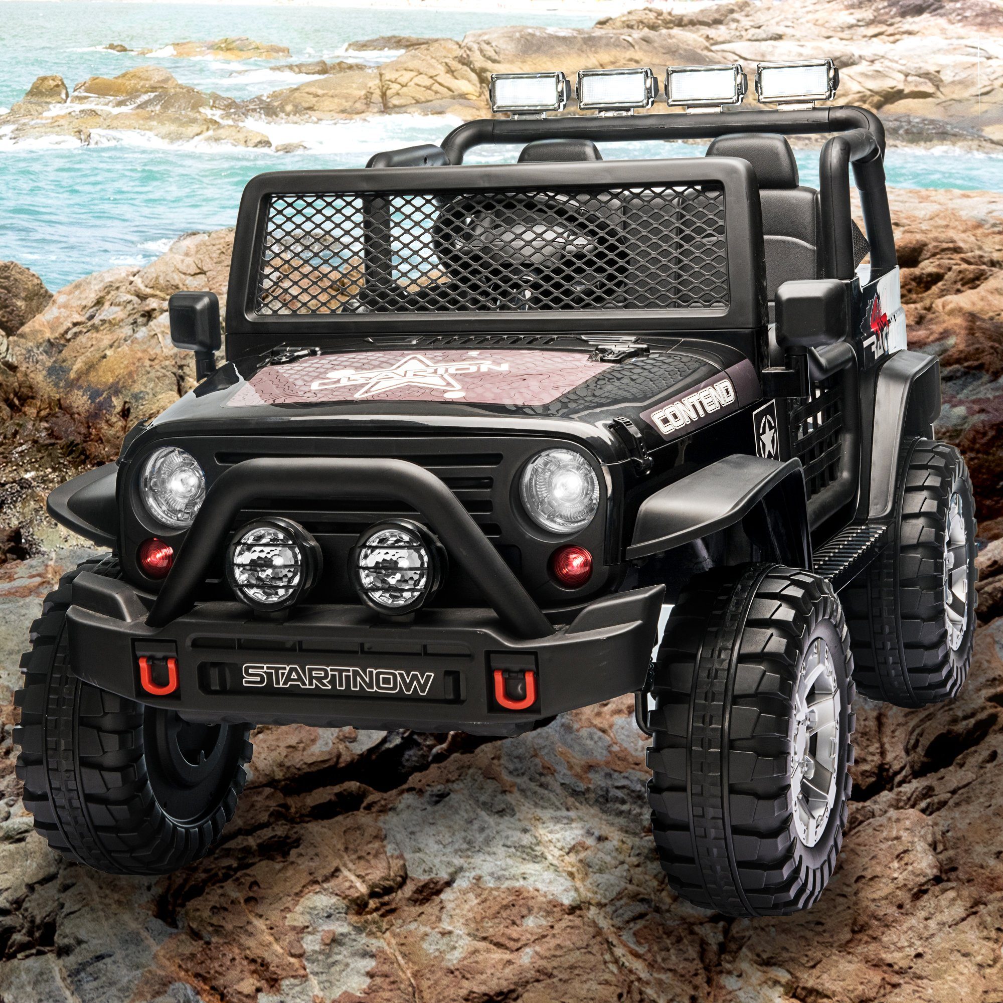 Merax Elektro-Kinderauto, Belastbarkeit 50 kg, mit 2 Sitzer, Elektroauto mit USB, AUX und Bluetooth inkl. Ferndiening