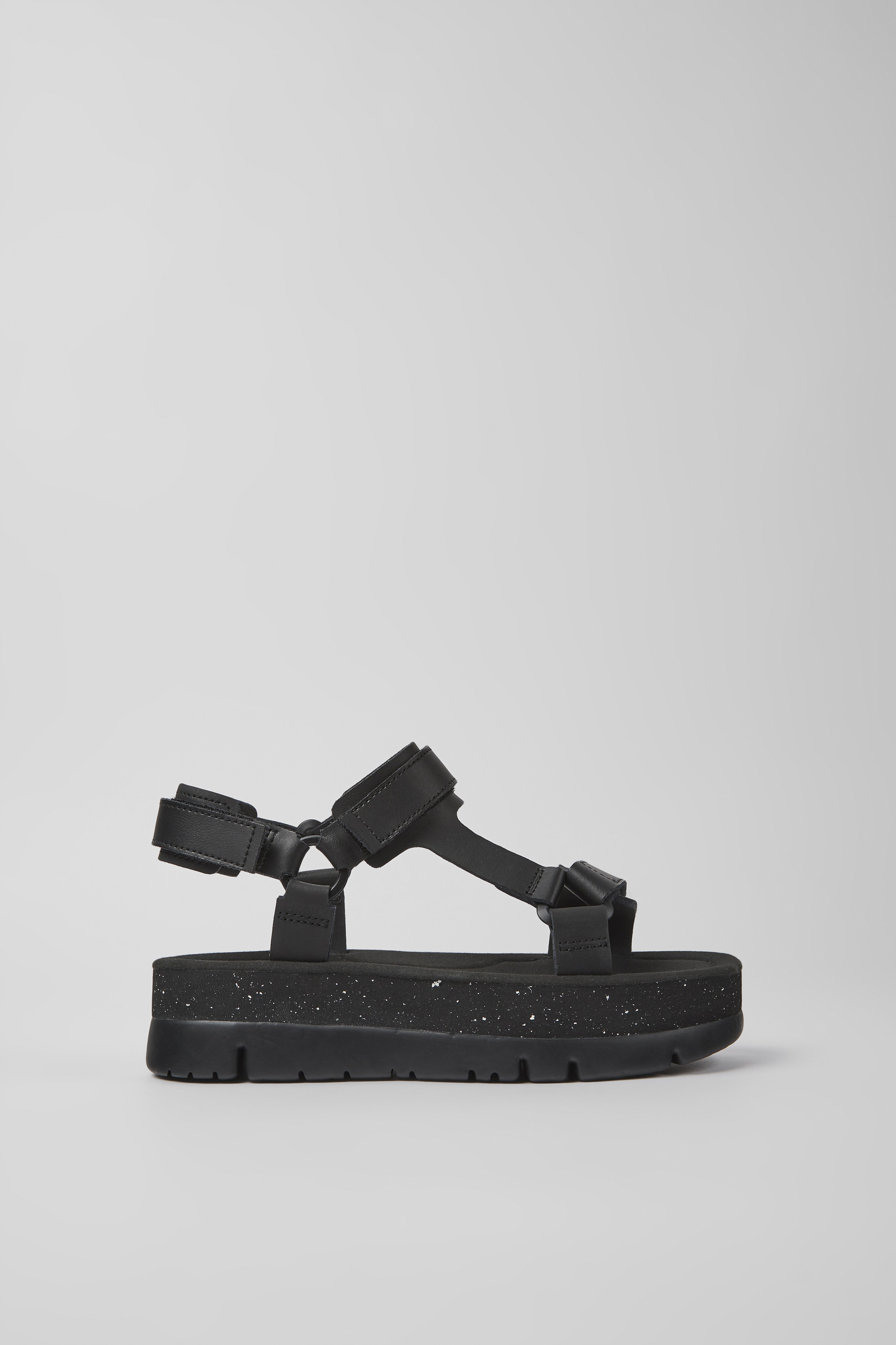 Oruga Up - Schwarze Leder Sandalen für Damen
