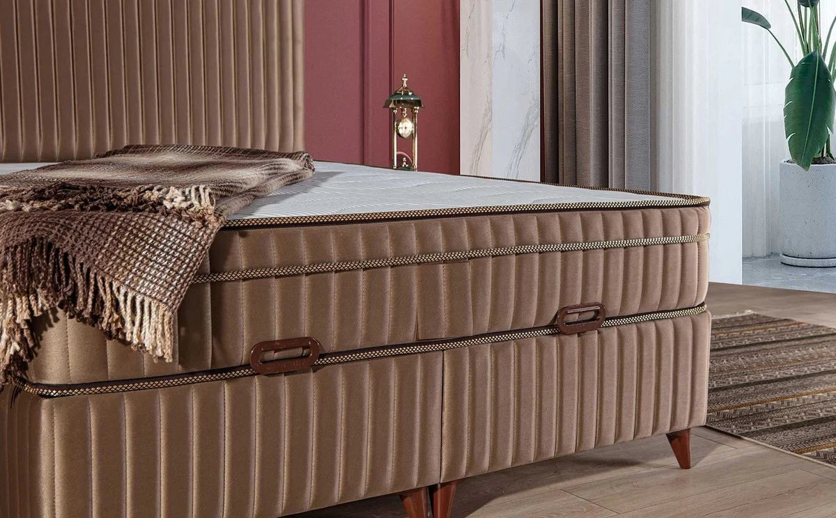 Luxury double bed with mattress brown 180 x 200 cm - Bedroom furniture