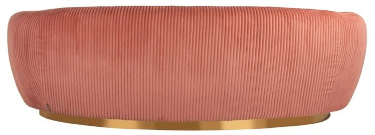 Luxury sofa pink / gold 221 x 98 x H. 72 cm - Curved living room sofa - Living room furniture - Living room furnishings - Luxury furniture - Luxury furnishings - Furniture luxury