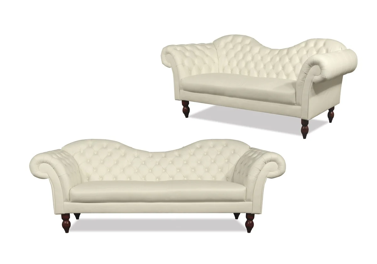 Chesterfield 3 seater sofa Venice - real leather cream