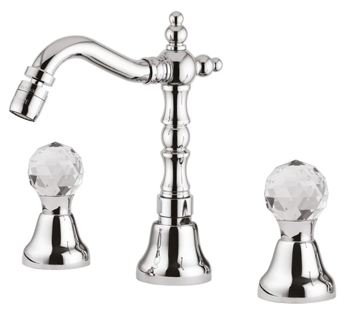 Luxury washbasin fitting with Swarovski crystal glass silver H. 20 cm - luxury washbasin 3-hole fitting