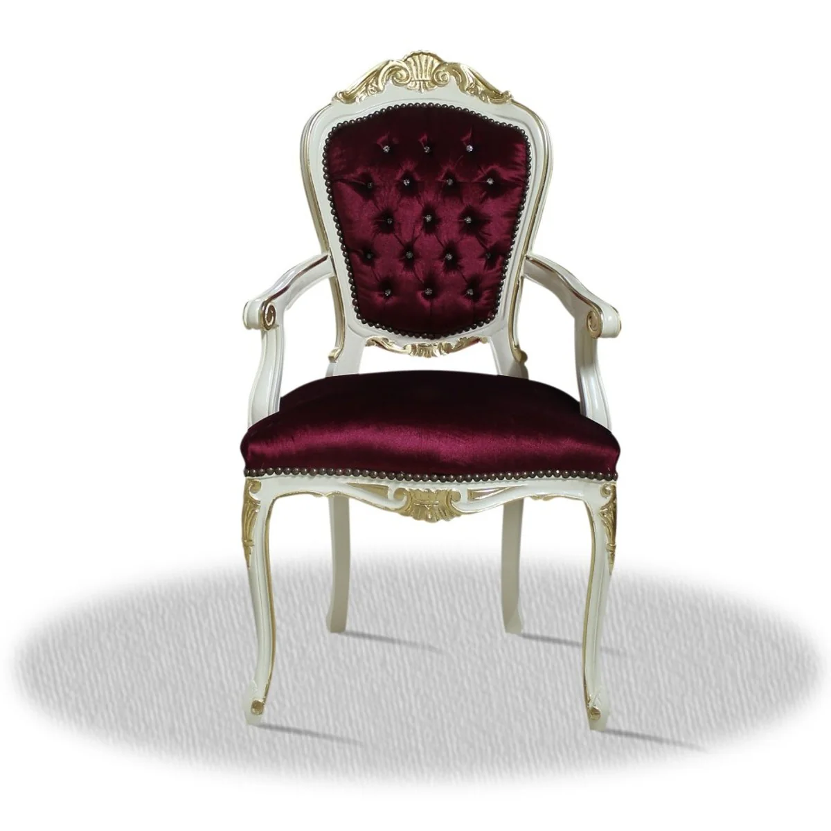 Baroque armrests dining chair 60 x 45 x H. 110 cm - Luxury Edition