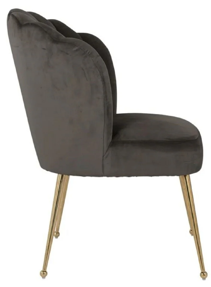 Luxury velvet dining room chair gray / gold 66 x 64 x H. 86 cm - kitchen chair with velvet fabric - dining room furniture - kitchen furniture - luxury furniture