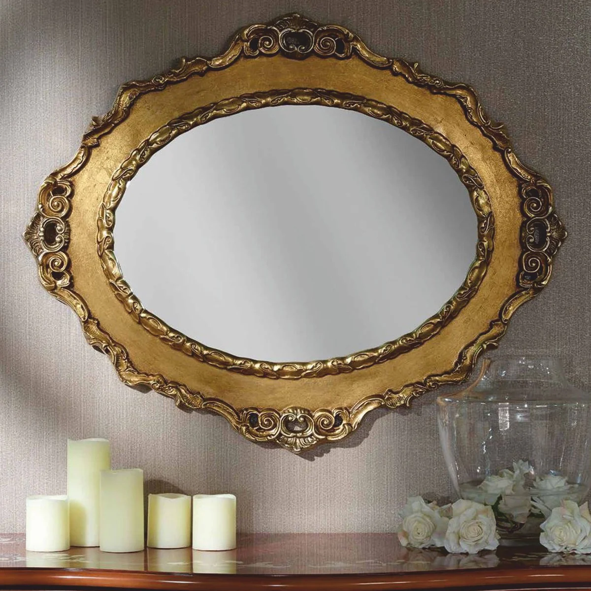 Luxury Baroque Mirror Gold 104 cm - Baroque Style Furniture - Made in Italy