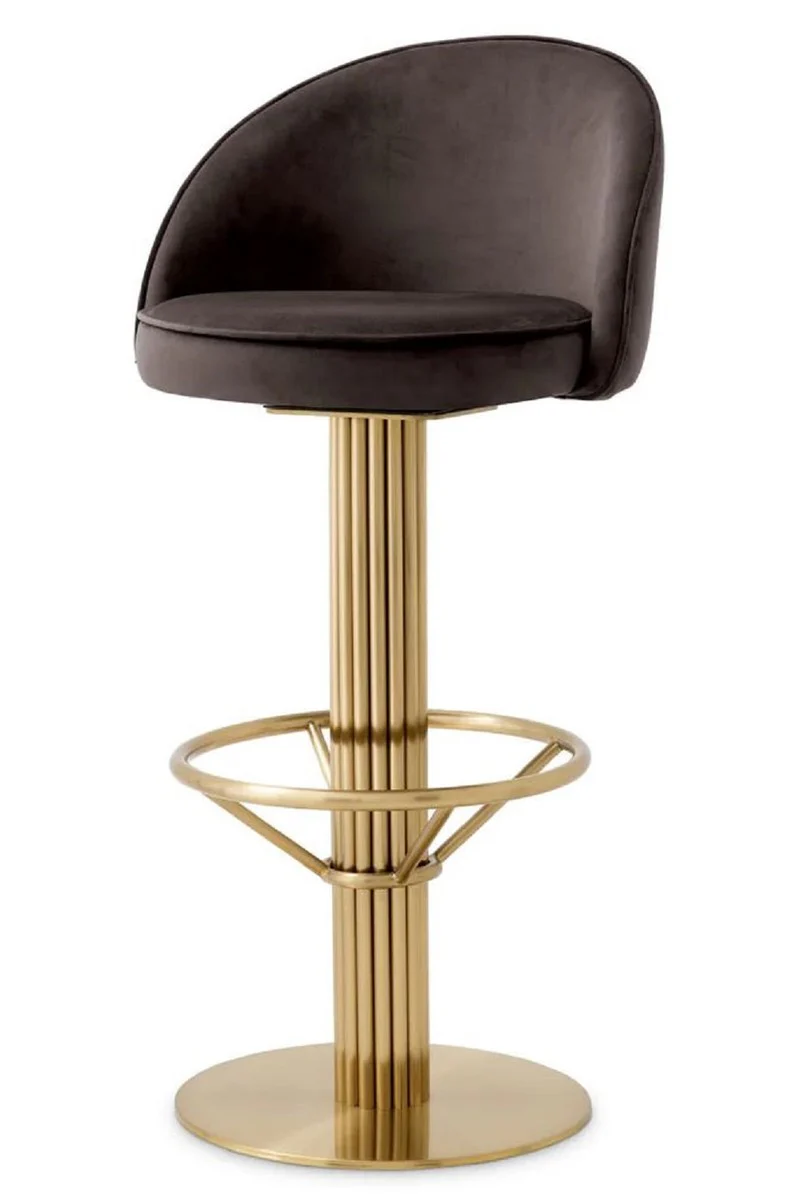 Luxury velvet bar chair dark gray / brass H. 103 cm - Hotel & Bar Furniture
