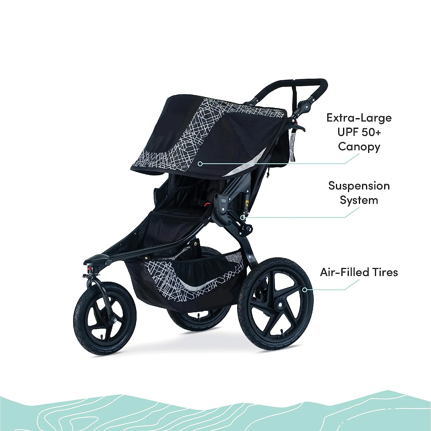 Gear Revolution Flex 3.0 Jogging-Kinderwagen, Lunar – Ultrareflektierende Akzente