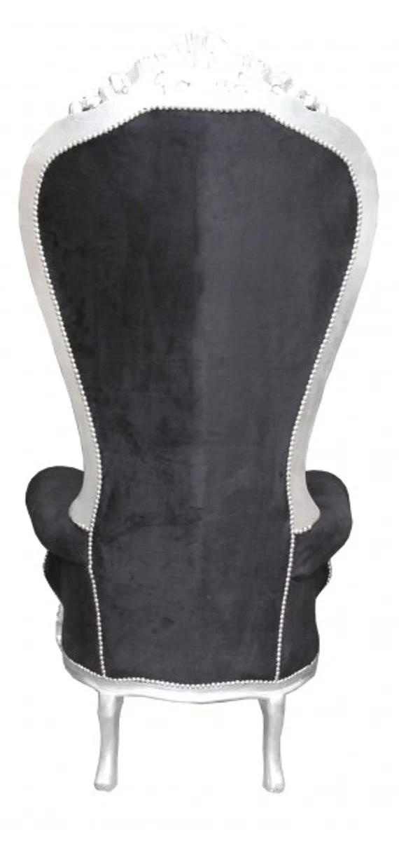 Barock Thron Sessel Majestic Mod2 Schwarz/Silber - Riesensessel -Thron Stuhl Tron