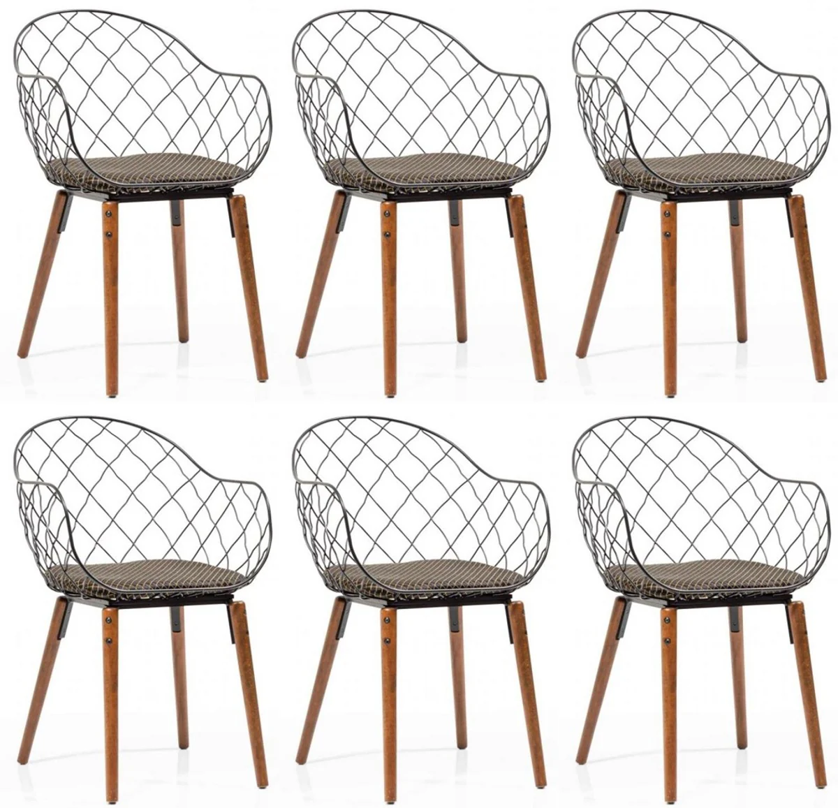 Luxury garden chair set black / gold / gray / brown 40 x 40 x H. 81 cm - Modern garden chairs with armrests - Garden & catering furniture