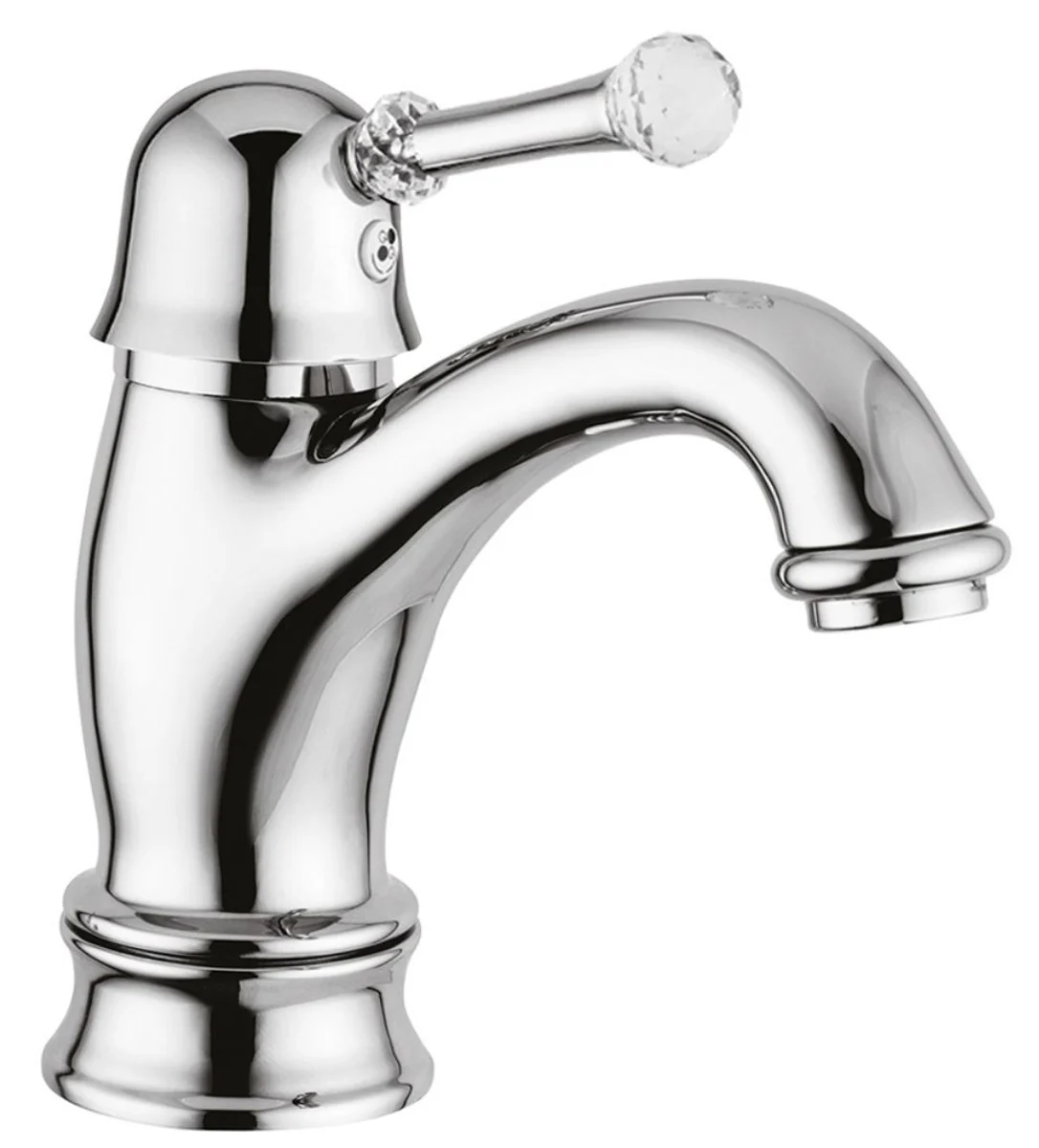 Luxury basin mixer with Swarovski crystal glass silver H. 16.5 cm - luxury single-lever basin mixer