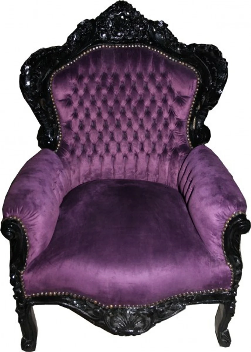 Baroque armchair King purple / black 85 x 85 x H. 120 cm - antique style