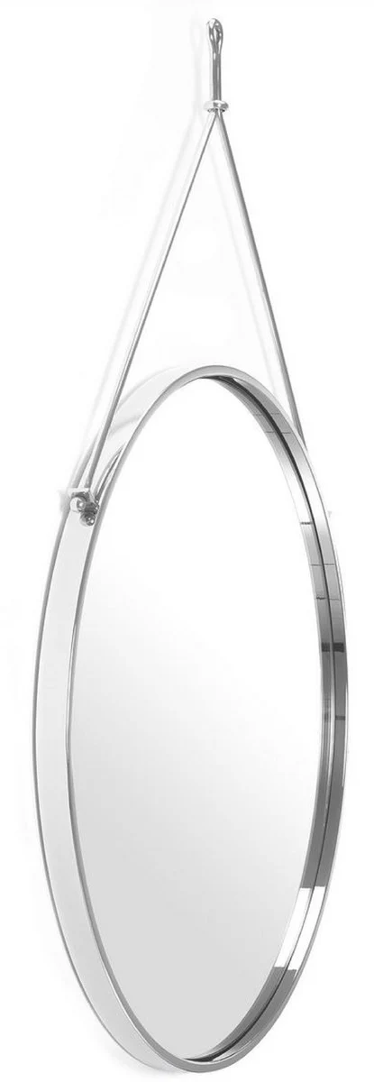 Luxury stainless steel wall mirror silver Ø 65 x 3 x H. 97 cm - cloakroom mirror - living room mirror - bedroom mirror - luxury collection