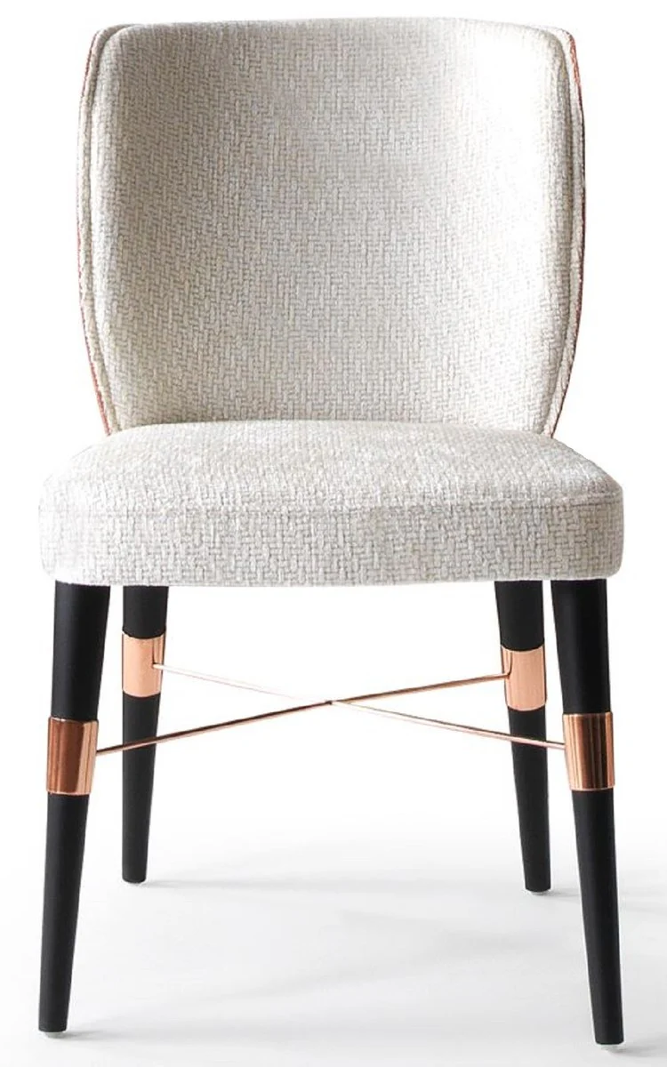 Luxury dining room chair set of 8 white / black / copper 50 x 54 x H. 83 cm - dining room furniture - restaurant furniture - hotel furniture - luxury furniture - luxury collection