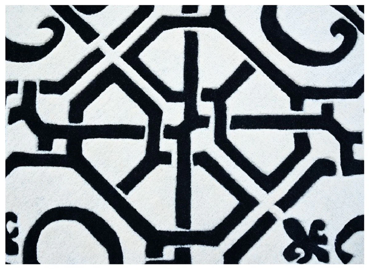 Luxus Barock Teppich Weiß / Schwarz 200 x 300 cm - Barock Interior