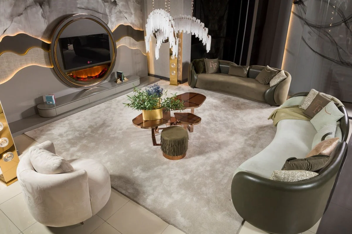 Luxury coffee table copper 175 x 120 x H. 55 cm - Living room table with glass tops - Living room furniture - Hotel furniture - Luxury furniture - Luxury collection