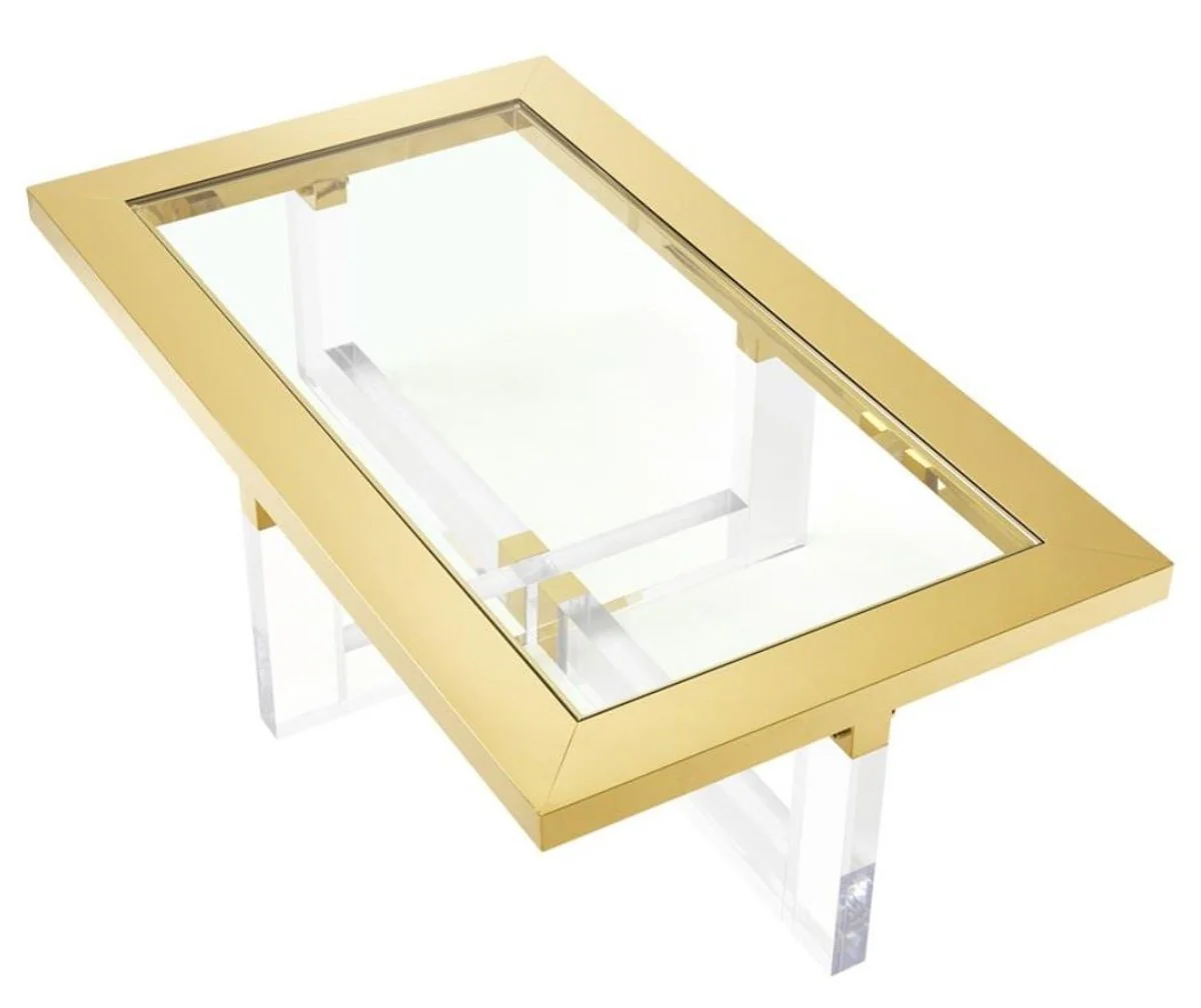 Luxury coffee table / living room table gold 140 x 80.5 x H. 43 cm - living room furniture