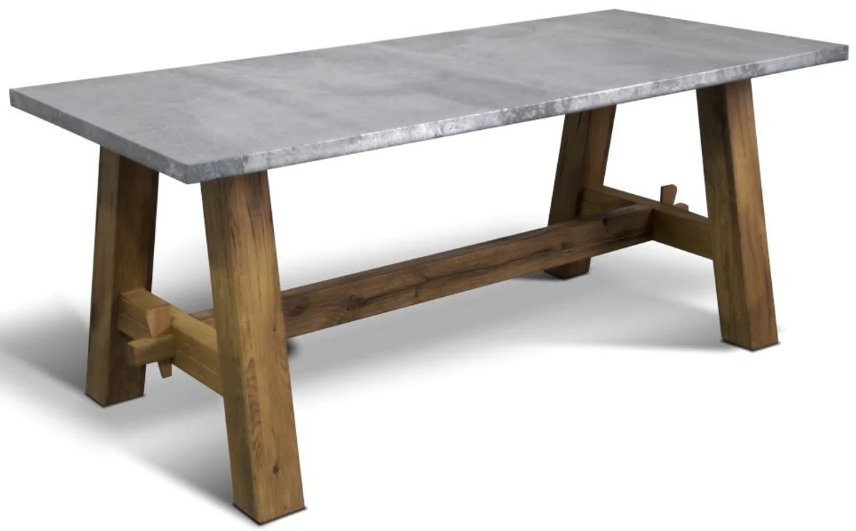 Luxury solid wood dining table - All colors & sizes - Rectangular kitchen table with zinc gray oak table top