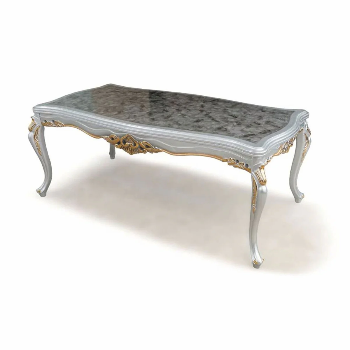 Luxury Baroque Dining Table Gray / Silver / Gold 165 cm - Baroque Furniture