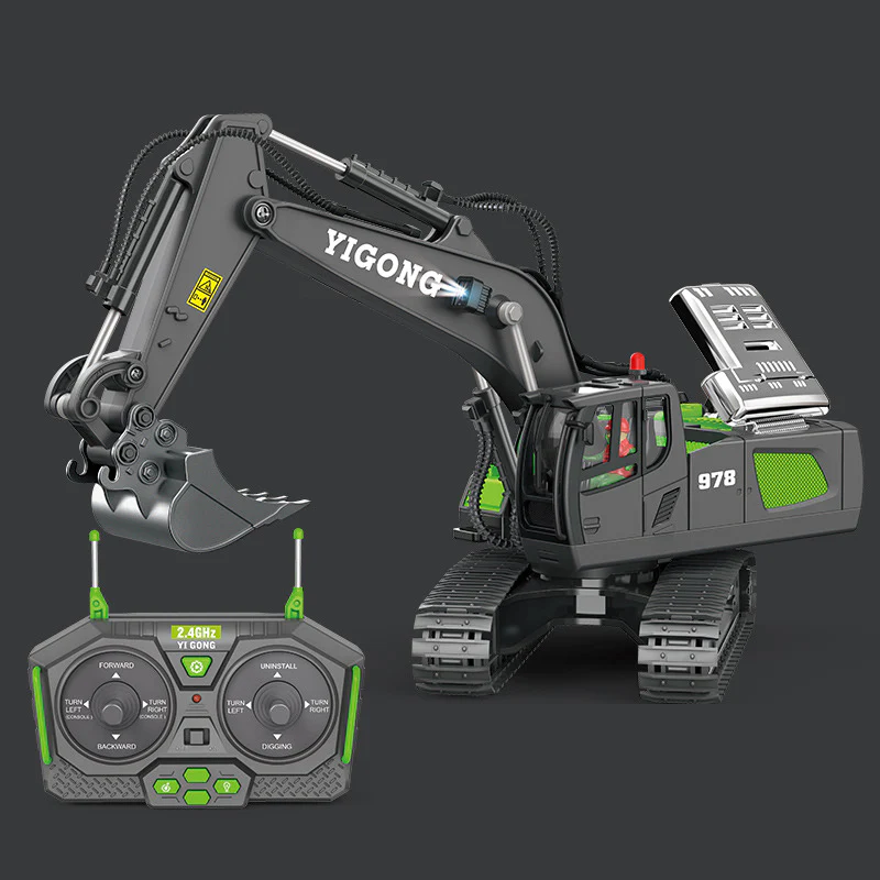 11-Kanal-Bagger aus Legierung mit Fernbedienung: Großes Baggerfahrzeug für den Spaß von Jungen und Kindern!