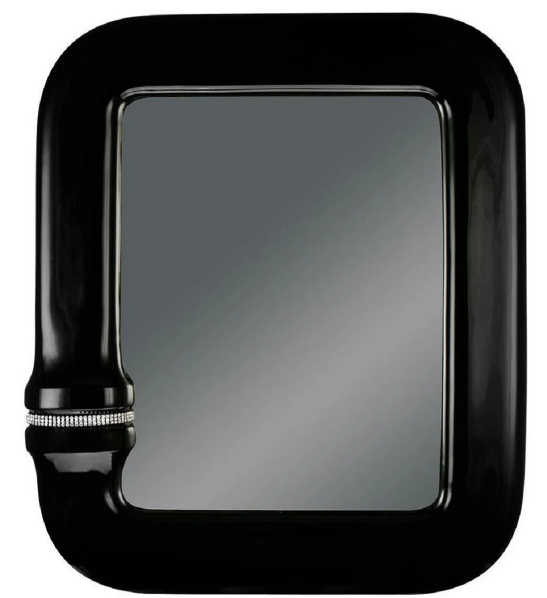 Luxury mirror black 70 x 8 x H. 80 cm - Rectangular ceramic wall mirror with crystal glass chain - Luxury quality
