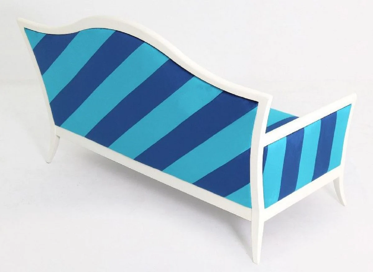 Luxury Art Deco Sofa with Stripes Light Blue / Blue / White - Striped Living Room Sofa - Living Room Furniture - Art Deco Furniture - Luxury Furniture - Art Deco Furnishings - Luxury Furnishings