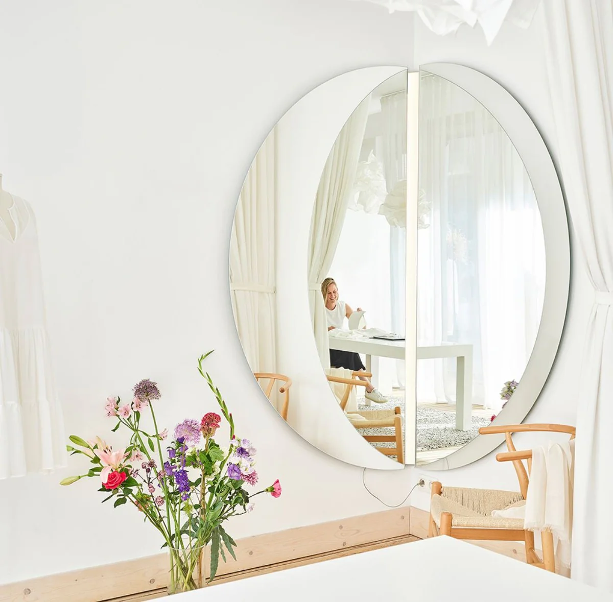 Luxury corner mirror 150 x 3.5 x H. 150 cm - corner wall mirror with LED strips - hotel mirror - boutique mirror - luxury quality