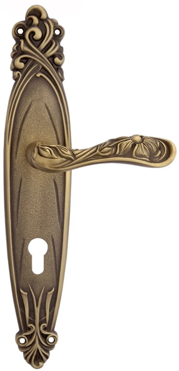 Baroque door handle set brass patinated 14 x H. 33.5 cm - door handles in the baroque style