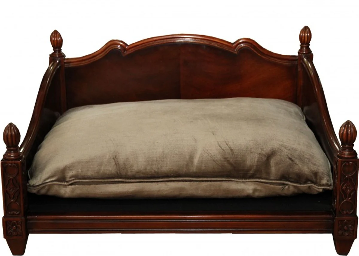 Baroque luxury dog ​​& cat sofa made of solid oak wood brown - dog bed cat bed - Limited Edition
