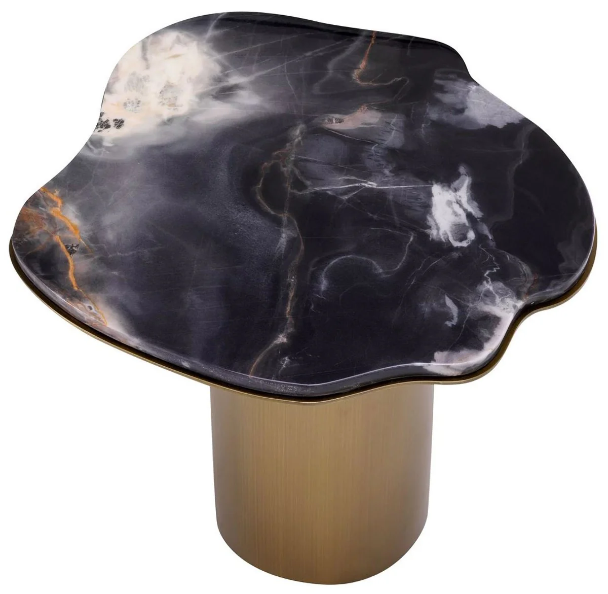 Luxury side table black / brass 58.5 x 60.5 x H. 51 cm - stainless steel table with marble top - living room furniture - luxury furniture - living room furnishings - luxury quality