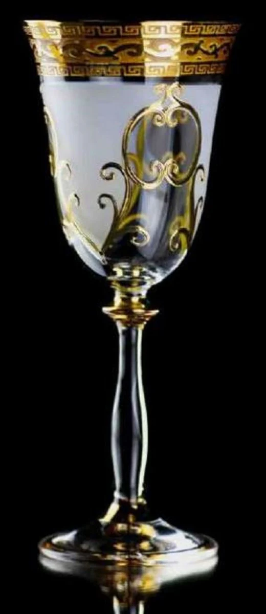 Luxury Baroque Liqueur Glass Set of 6 White / Gold Ø 5.5 x H. 17 cm - Handmade and hand-painted Liqueur Glasses - Hotel & Restaurant Accessories - Luxury Quality