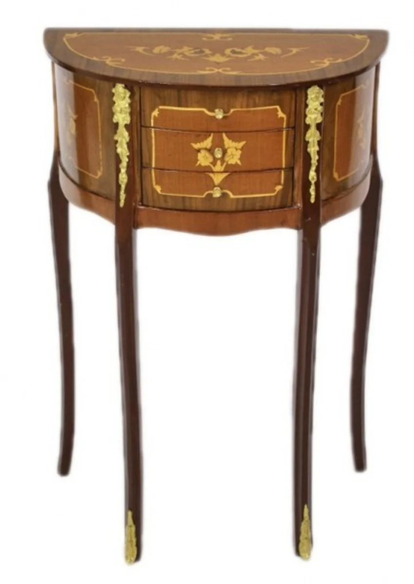 Baroque chest of drawers mahogany inlaid / gold with 3 drawers - bedside cabinet antique style