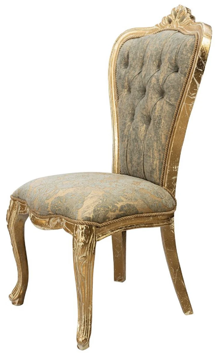 Luxury Baroque Dining Room Chair Set of 8 Green / Antique Gold - Magnificent Baroque Style Kitchen Chairs - Luxury Baroque Style Dining Room Furniture - Baroque Dining Room Furniture - Baroque Style Furniture