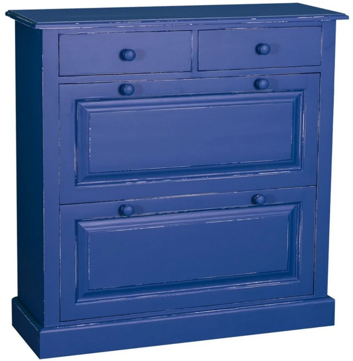 Country house style solid wood shoe cabinet antique blue 103 x 35 x H. 105 cm - country house style wardrobe furniture