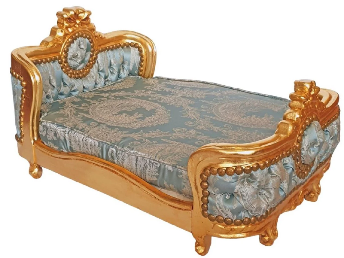 Baroque Dog Bed Green Pattern / Gold - Handmade Antique Style Dog Bed - Magnificent Dog Furniture in Baroque Style - Antique Style Animal Furniture - Baroque Animal Furniture