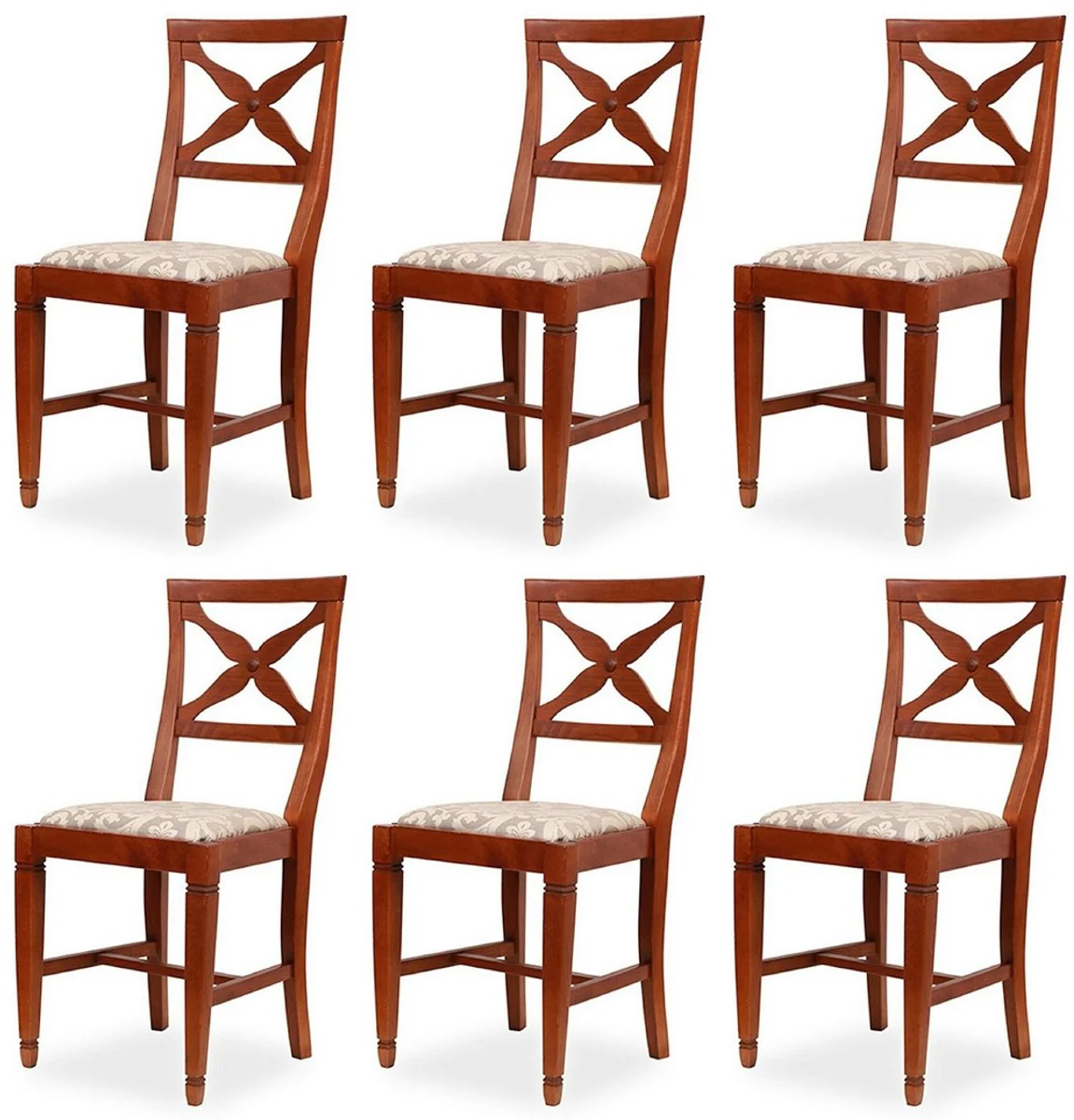 Biedermeier dining chair set of 6 gray / brown