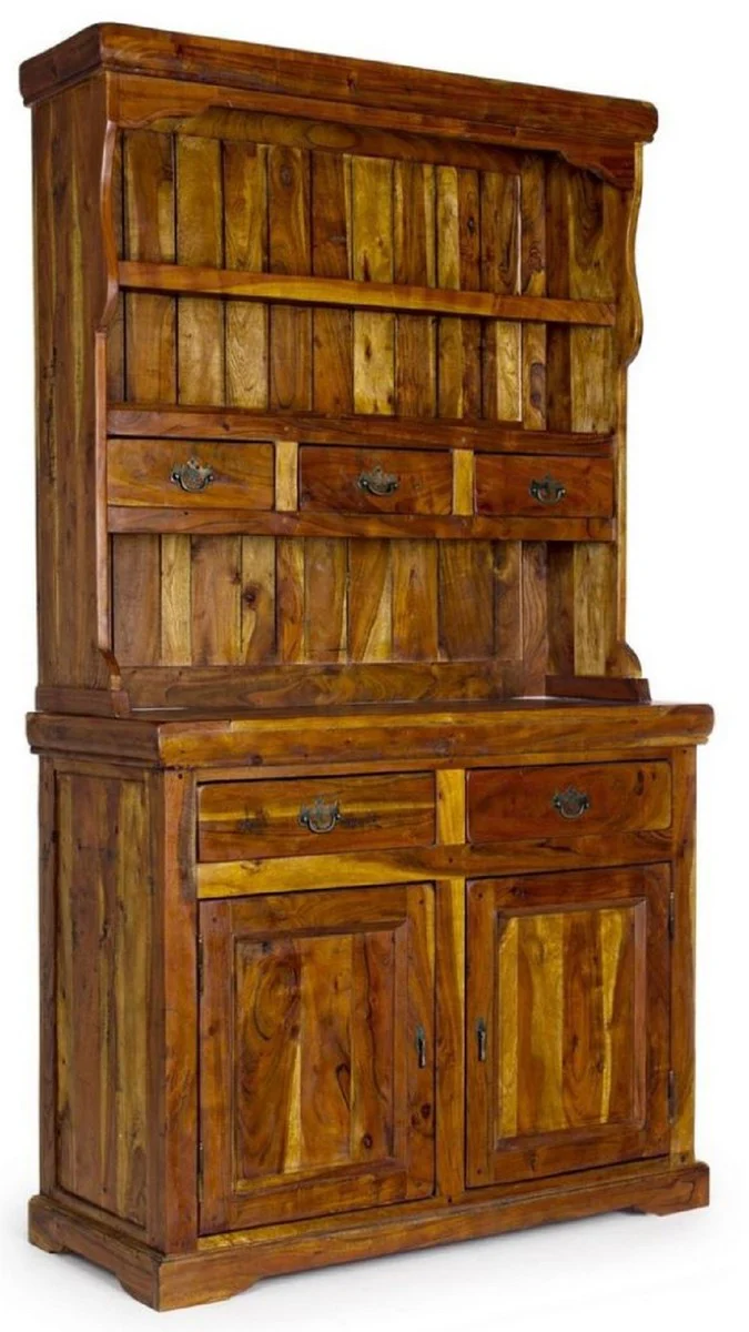 Country house style dining room cabinet brown / natural colors 107 x 45 x H. 190 cm - solid wood kitchen cabinet - dining room furniture in country house style - country house style dining room furnishings